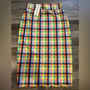 NWT Nuggles Modest Plaid Pencil Skirt Size Small